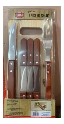Set 9 Pzs Cuchillos Bbq Expert Grill Acero Inoxidable