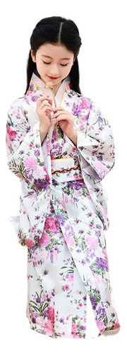 Bata Tipo Kimono De Satén Para Niña, Vestido Yukata Para Dam
