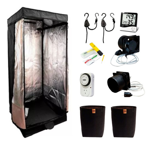 Combo Kit Carpa Indoor Y Accesorios 80x80x160 Completo