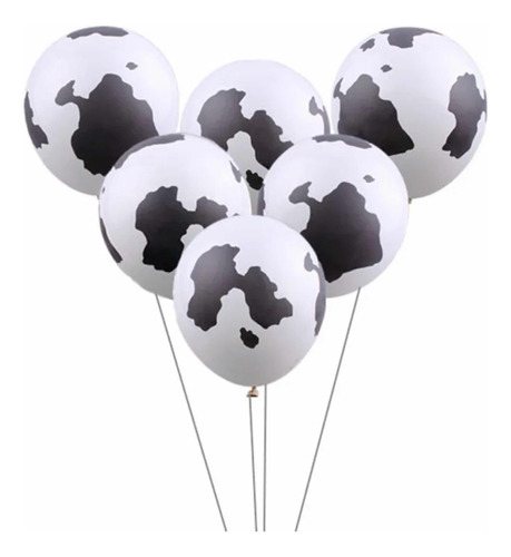 Globos De Látex Animales Manchas De Vaca Lola Pack X10r12 