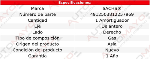 1 - Amortiguador Gas Del Der Sachs Rav4 L4 2.4l Toyota 06-12