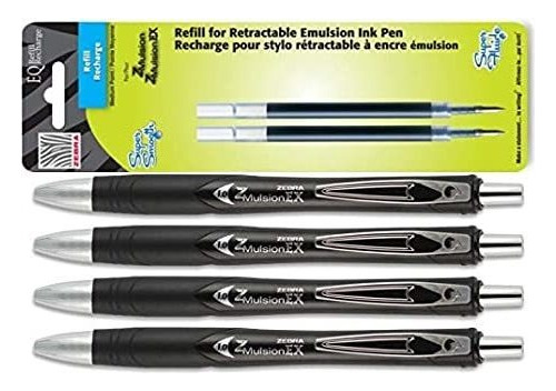 Zebra Z-mulsion Ex Ballpoint Black 1mm Pen Bundle 4 Pens (34