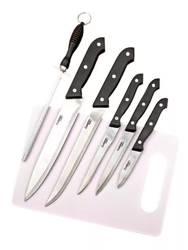 Juego de cuchillos, Profesional Completo 7 PC Cuchillo Set Alemán 1.4116  Acero Inoxidable Cuchillos de Cocina Juegos de Cocina Slicing Santoku