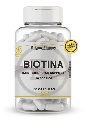 Biotina - Vitamina B7 10.000 Mcg 60 Caps Com Nota E Laudo Sabor Sem sabor