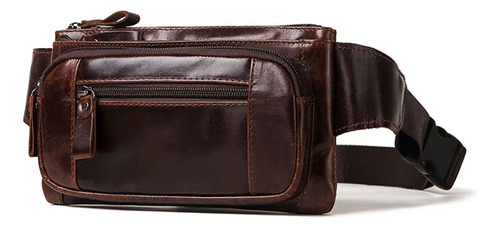 Riñonera Cuero Genuino Para Hombre, Bolsa De Pecho De Viaje