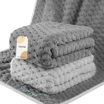 Comprar 2 Toallas De Baño Lana Coral Completo Grandes 170*70cm,920g Color Gris Oscuro Y Gris Yuriria Tuallas Baño Juegos De Baño Gruesa Microfibra Absorbente