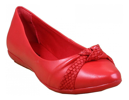 Sapatilha Feminina Bottero Couro Bico 335801 Vermelho