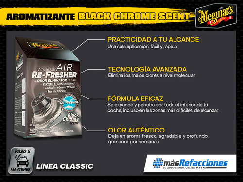 Meguiar's Sist. Eliminación De Olores Black Chrome G181302