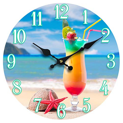 13 Vidrio Playa Bebida Reloj