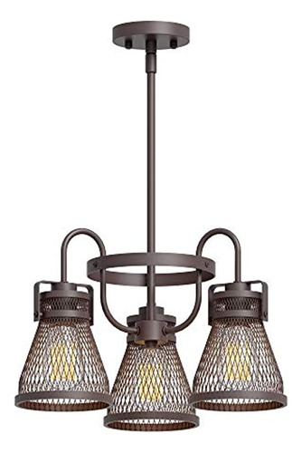 Inlight - Lámpara De Araña Industrial Rústica Con 3 Luces