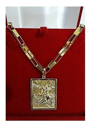 Pingente São Jorge Cravejado De Pedras 20 Gramas Ouro 18k