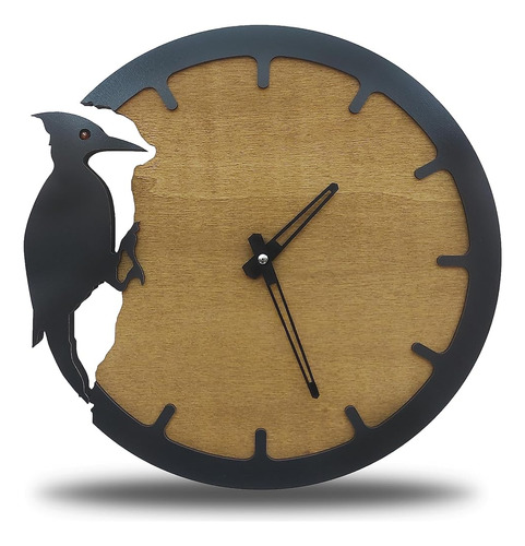Cleris Art Studio Woodpecker Wall Clock, Modern Home Decor, 