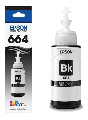 Imagen 3 de 5 de Tinta Epson T664 Negro Or. T664120 L475 L495 L220 L395 L365