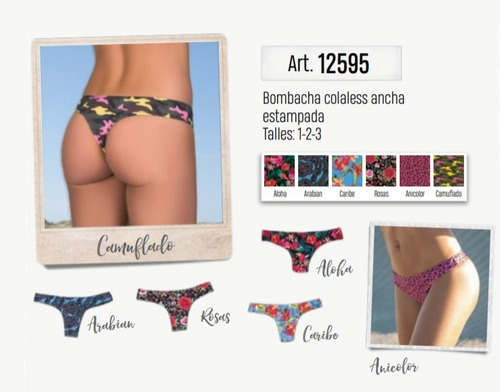 Imagen 5 de 10 de Pack X3 Bombacha Colaless Estampada Malla Cocot Art. 12595.1