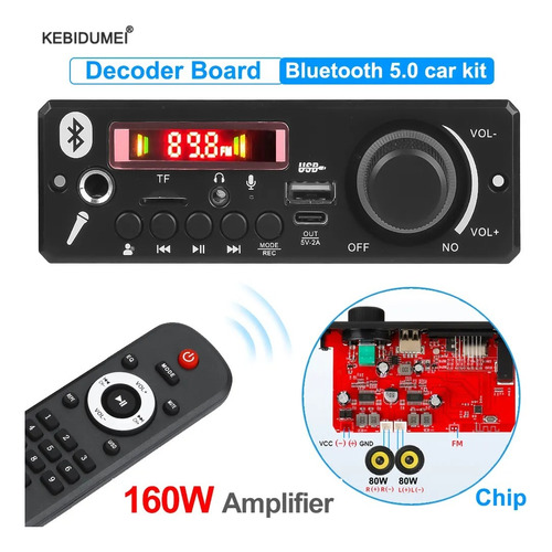 Placa Amplificada 25+25 (50w) Usb Mp3 Aux Sd Bluetooth Top!!