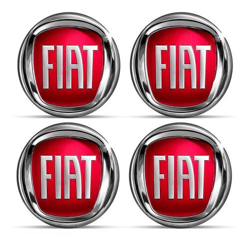 Jogo 4 Emblema Adesivo Calota Fiat Vermelho 48mm Resinado