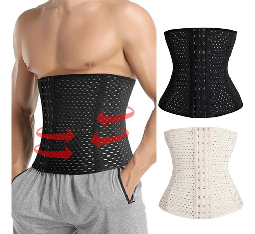 Faja  Hombre Reductora Modela Cintura Corset  3 Hilera 