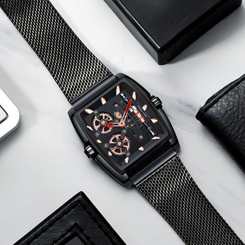 Relojes De Cuarzo Con Cinturón De Malla Impermeable Mini Foc Color De La Correa Negro