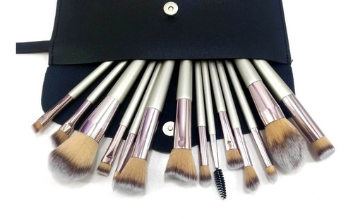 Imagen 7 de 10 de Set Profesional Maquillaje 14 Brochas Y Pinceles En Estuche