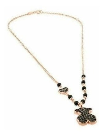 Imagen 2 de 2 de Collar Tous Motif De Plata Vermeil Rosa Oso Y Espinelas
