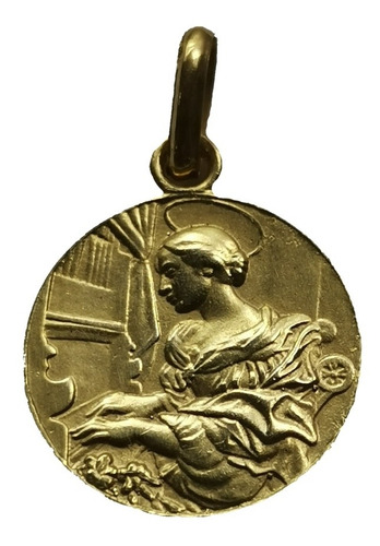 Medalla Oro 14k Santa Cecilia #1181 Bautizo Comunión 