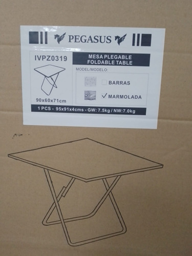 Imagen 4 de 6 de Mesa Plegable 90 X 60 Cm De Excelente Calidad (mes9068)