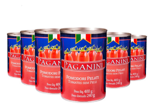 Imagem 1 de 4 de Tomate Pelado Paganini 400g ( 6 Unidades )