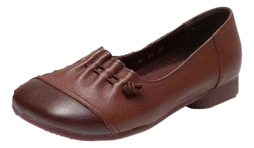 Zapatos Madre Vintage Gran Tamaño Cuero Pu Plana De Mujer