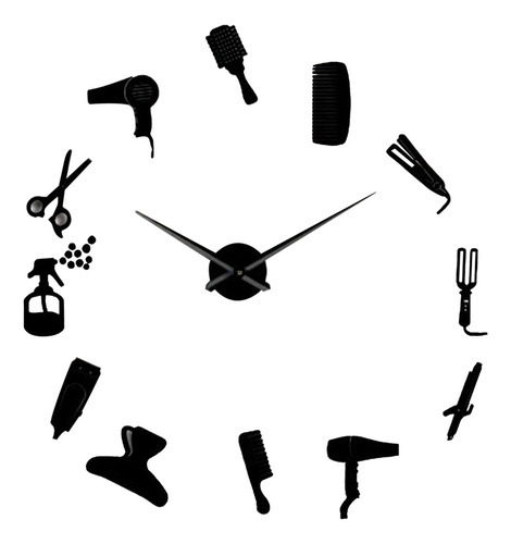 Reloj De Pared Gigante De Bricolaje Para Barbería Con Efecto