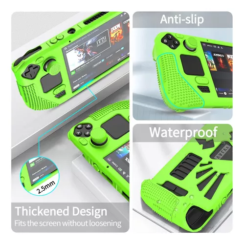 Steam Deck funda protectora de pie, Protector de accesorios de silicona  grueso, carcasa de piel de cubierta suave con 2 pares de agarres para el