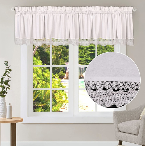 White Widnow Valance, Cenefas De Encaje Para Ventanas B...