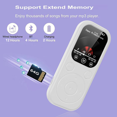 Reproductor De Música Bluetooth De 128 Gbmp3/mp4, Pantalla W