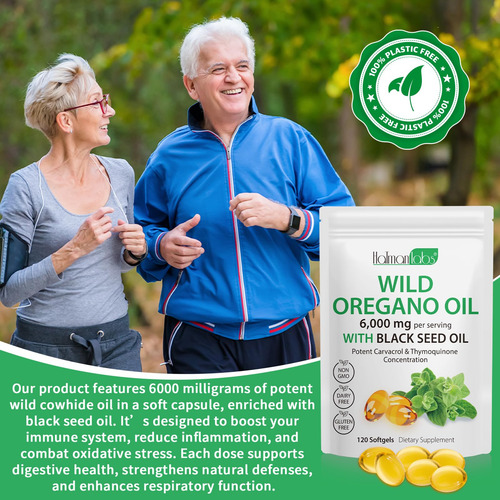 Aceite De Orégano Orgánico Con Semilla Negra 120 Softgels