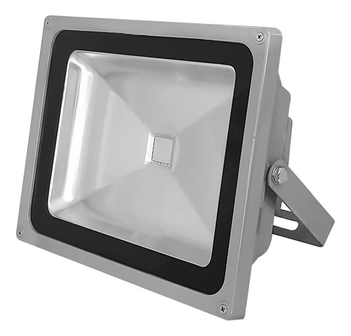 Refletor Super Led 50w Bivolt Luz Azul Ip65 Cor da carcaça Acabamento Cinza