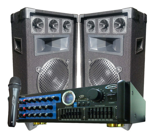 Combo Consola Amplificada 600w + 2 Bafles 10  + Microfono