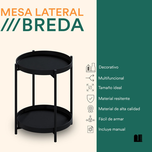 Mesa Auxiliar Minimalista Para Sala Jardín O Recamara Negra