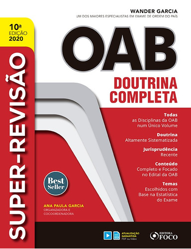 SUPER-REVISÃO OAB - DOUTRINA COMPLETA - 10ª ED - 2020, de Garcia, Wander. Editora Foco Jurídico Ltda, capa mole em português, 2019