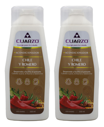 Acondicionador Cuarzo Chile Y Romero 550ml, 2 Unidades.