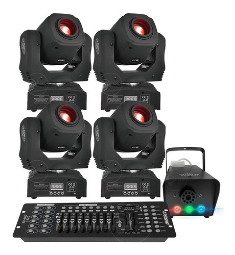 Kit 4 Moving Head 60w + Mesa Dmx 192+ Máquina De Fumaça 700w 110V/220V