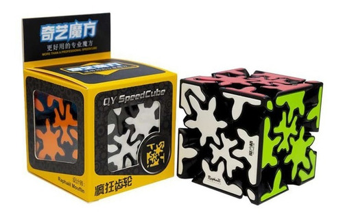 Gear Crazy Qiyi Cubo Rubik Axis Modificación 3x3 Gear Cube Color de la estructura Negro Tiled
