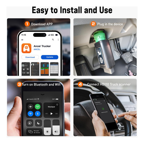 Scanner Ancel Hd110 Para Camiones, Sistema Hdobd Y Obd2