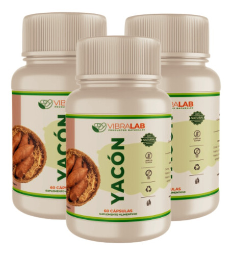 Yacón 100% Puro 500 Mg 180 Caps Insulina Natural - Diabetes