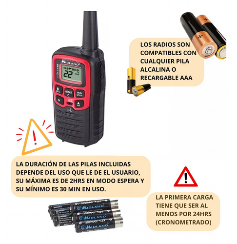 Radios 2 Vias Paqc/3 Midland T31x3vp Hasta 41km (26millas) Negro Con Rojo Uhf 462.5500 ~ 467.7125 Mhz