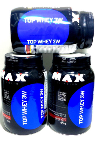 Combo 3 Top Whey 3w 900g Max Titanium 3 Sabores+coqueteleira