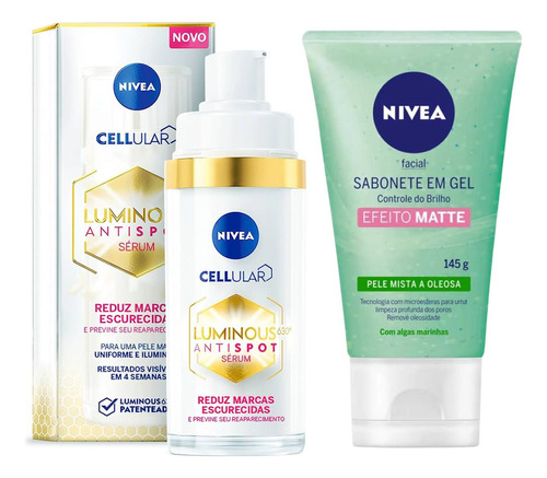 Creme Nivea Cellular Luminous 630º Sérum 30ml + Sabonete Gel