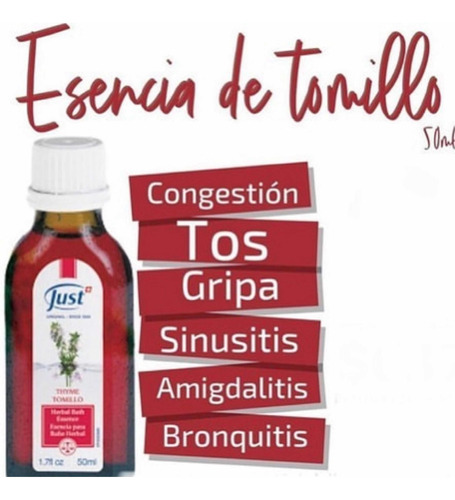 Esencia De Tomillo 50ml Swiss Just + Muestra Y Envío Gratis