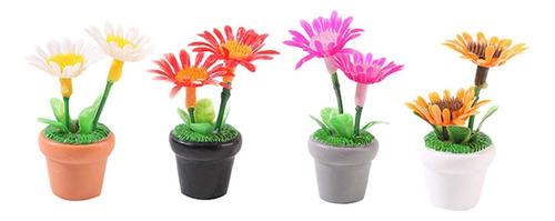 4x Mini Adorno De Planta En Maceta Flores De Casa De