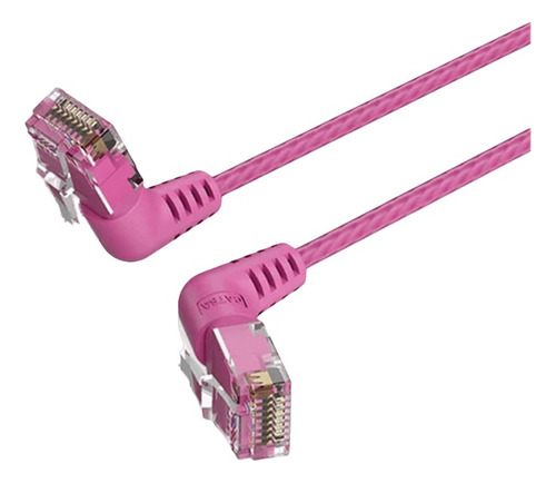 Cable Red Angulo Recto Rotacion Utp Cat6a Rosa 5m Vention