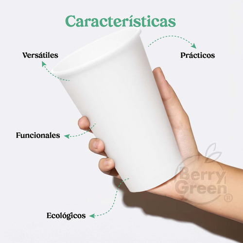 Berry Green vasos blancos para café 20 oz (591 ml) biodegradables sin tapa paquete de 120 piezas resistentes fáciles de apilar ideales para bebidas calientes en hogar u oficina