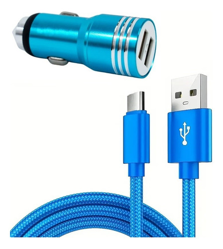 Cargador De Auto 2 Puerto Con Cable Usb -tipo C.